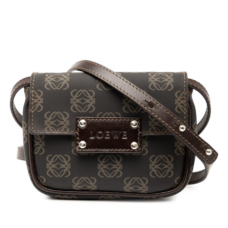 ロエベ アナグラム ボディバッグ ショルダーバック ブラウン PVC レザー レディース LOEWE 【中古】