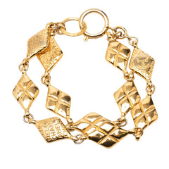 シャネル ロゴ マトラッセ ブレスレット ダブルチェーン ゴールド メッキ レディース CHANEL 【中古】