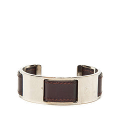 エルメス バングル シルバー パープル メタル レザー レディース HERMES 【中古】