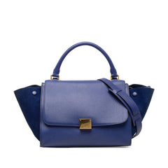 セリーヌ トラペーズ ハンドバッグ ショルダーバッグ 2WAY トリコロール ブルー スウェード レザー レディース CELINE 【中古】