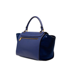 セリーヌ トラペーズ ハンドバッグ ショルダーバッグ 2WAY トリコロール ブルー スウェード レザー レディース CELINE 【中古】