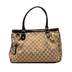 グッチ GGキャンバス スーキー トートバッグ ショルダーバッグ 296835 ベージュ ブラウン キャンバス レザー レディース GUCCI 【中古】