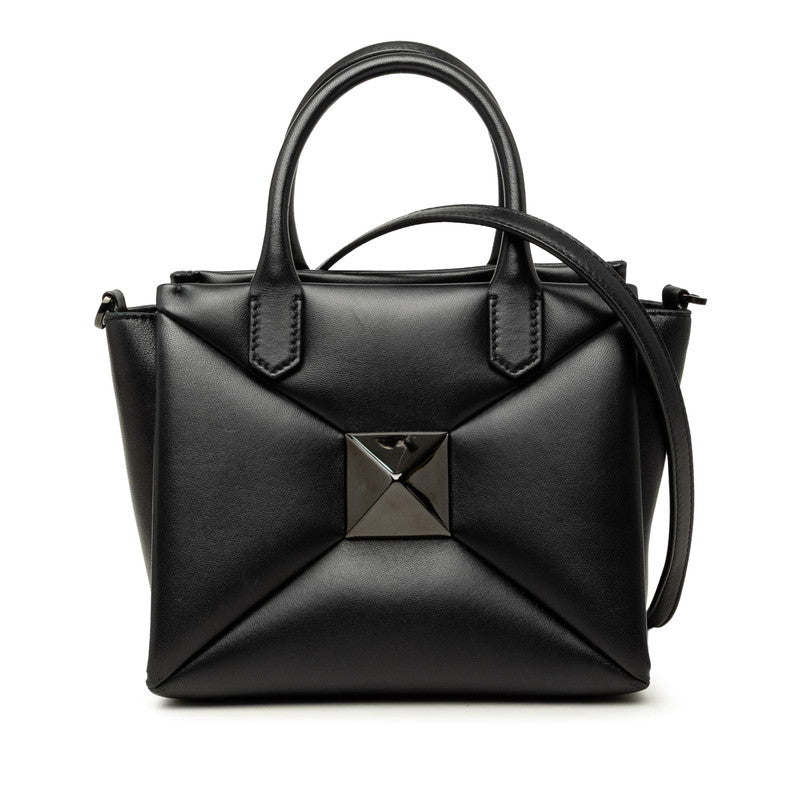 ヴァレンティノ ワンスタッズ ハンドバッグ 2WAY ショルダーバッグ ブラック レザー レディース VALENTINO 中古