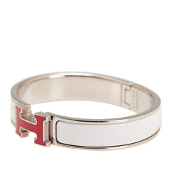エルメス クリックH PM バングル シルバー ホワイト レッド メタル レディース HERMES 【中古】