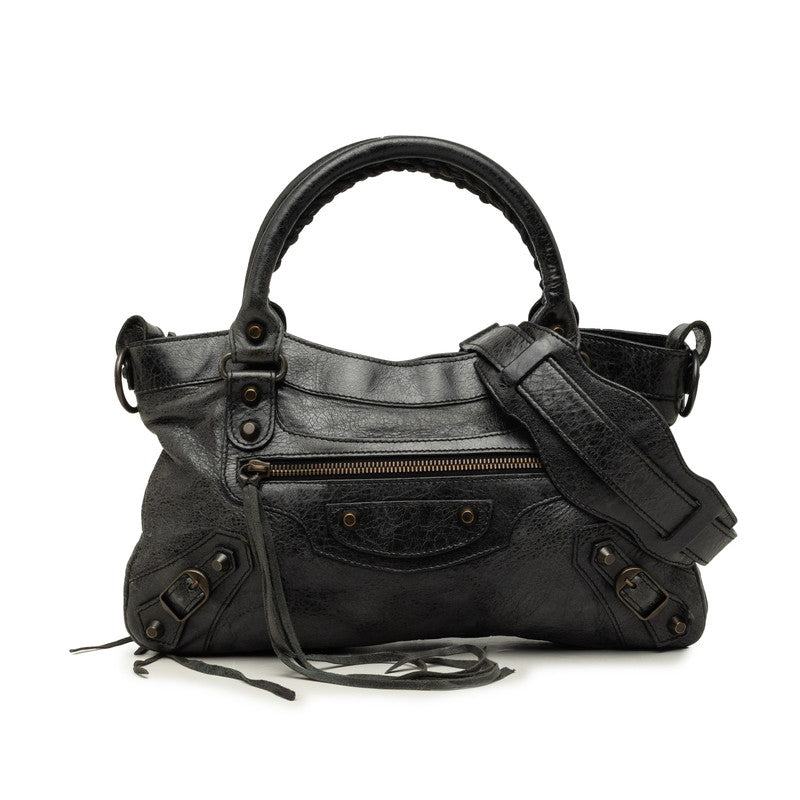 バレンシアガ ザ ファースト ハンドバッグ ショルダーバッグ 2WAY 103208 ブラック系 レザー レディース BALENCIAGA 中古