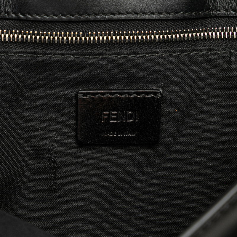 フェンディ フラット バゲット ミディアム ショルダーバッグ 7VA524 ブラック ベージュ レザー キャンバス レディース FENDI 【中古】