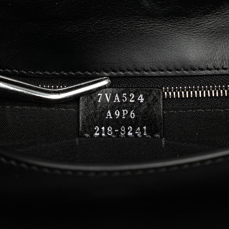 フェンディ フラット バゲット ミディアム ショルダーバッグ 7VA524 ブラック ベージュ レザー キャンバス レディース FENDI 【中古】