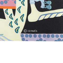 エルメス ツイリー Fantaisie d'Etriers 鎧の幻想 マリン スカーフ ブラック マルチカラー シルク レディース HERMES 【中古】