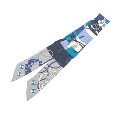 エルメス ツイリー Objets de Curiosite オブジェ ドゥ キュリオジテ スカーフ ブルー グレー マルチカラー シルク レディース HERMES 【中古】