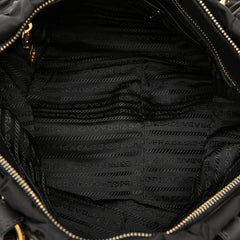 プラダ ギャザー ロゴ トートバッグ ショルダーバッグ 2WAY BN2346 ブラック ナイロン レザー レディース PRADA 【中古】