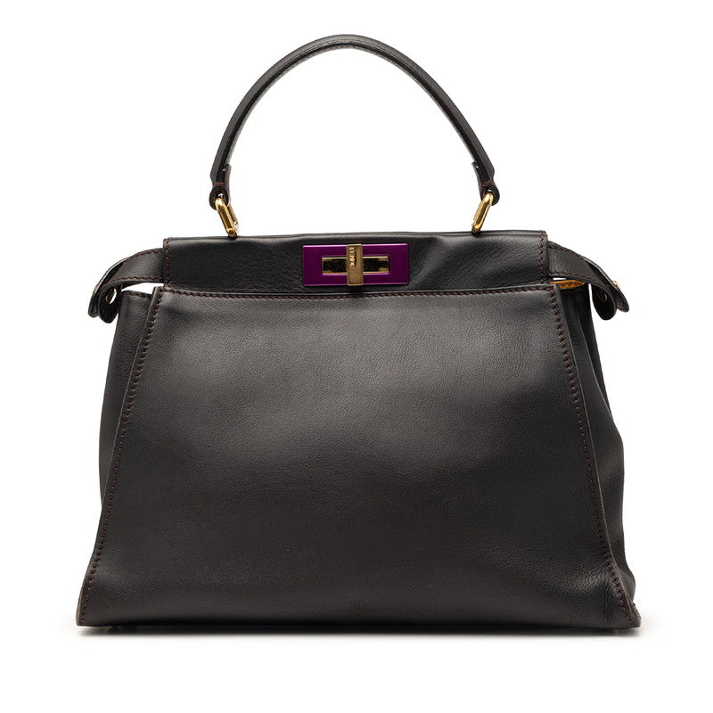 フェンディ ピーカブー レギュラー ハンドバッグ 8BN290 ブラウン レザー レディース FENDI 【中古】
