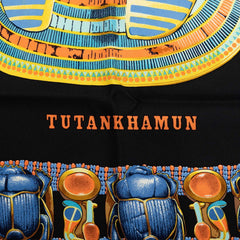 エルメス カレ90 TUTANKHAMUN ツタンカーメン スカーフ ブラック シルク レディース HERMES 中古