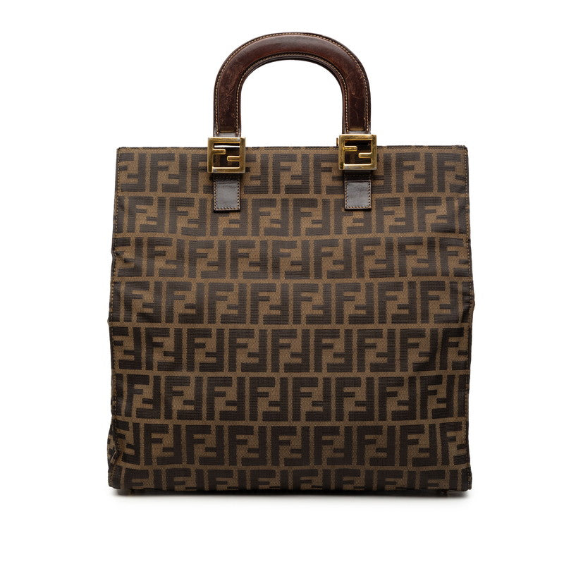 フェンディ ズッカ ショルダーバッグ ブラウン キャンバス レザー レディース FENDI 中古