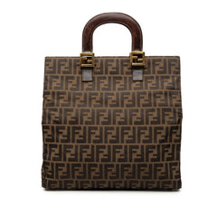 フェンディ ズッカ ショルダーバッグ ブラウン キャンバス レザー レディース FENDI 中古
