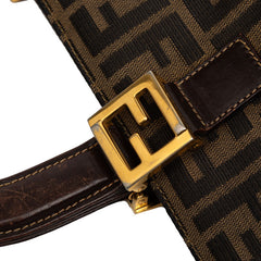 フェンディ ズッカ ショルダーバッグ ブラウン キャンバス レザー レディース FENDI 中古
