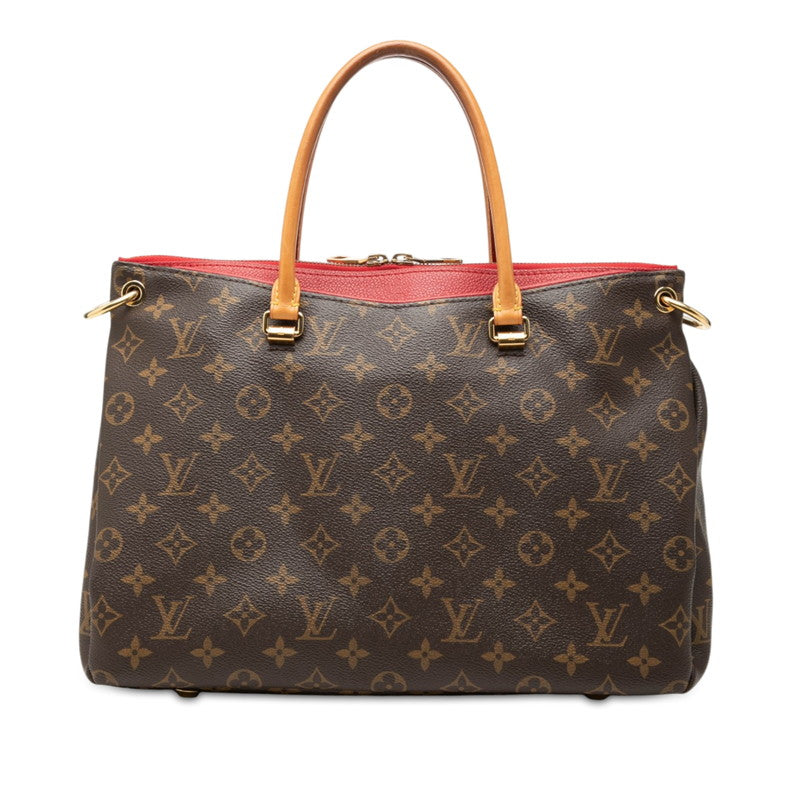 ルイ ヴィトン モノグラム パラス ハンドバッグ M41175 スリーズ レッド ブラウン PVC レザー レディース LOUIS VUITTON 中古