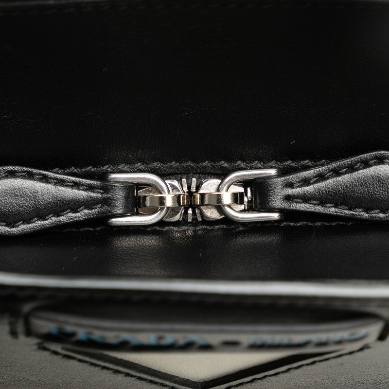 プラダ ウーヴェルチュール ハンドバッグ ショルダーバッグ 2WAY 1BE015 ホワイト ブラック レザー レディース PRADA 【中古】