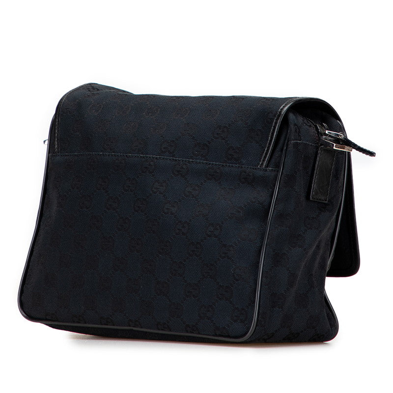 グッチ GGキャンバス 斜め掛け ショルダーバッグ 28562 ブラック キャンバス レザー レディース GUCCI 【中古】