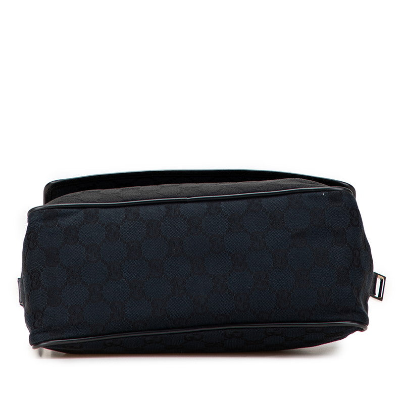 グッチ GGキャンバス 斜め掛け ショルダーバッグ 28562 ブラック キャンバス レザー レディース GUCCI 【中古】