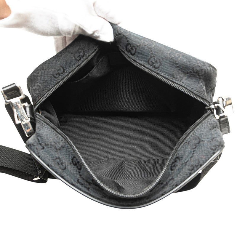 グッチ GGキャンバス 斜め掛け ショルダーバッグ 28562 ブラック キャンバス レザー レディース GUCCI 【中古】