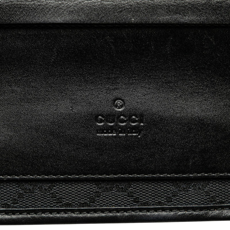 グッチ GGキャンバス 斜め掛け ショルダーバッグ 28562 ブラック キャンバス レザー レディース GUCCI 【中古】