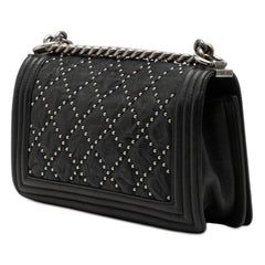 シャネル ココマーク スタッズ ボーイシャネル チェーン ショルダーバッグ ブラック カーフ レディース CHANEL 【中古】