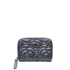 シャネル カメリア ココマーク コインケース 小銭入れ パープル ネイビー レザー レディース CHANEL 【中古】