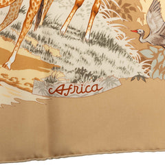 エルメス カレ90 Africa アフリカ スカーフ 大判 ベージュ系 シルク レディース HERMES 中古