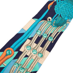 エルメス ツイリー BRANDEBOURGS スカーフ ブルー マルチカラー シルク レディース HERMES 【中古】