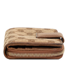 グッチ GGキャンバス 二つ折り財布 346056 ベージュ ブラウン キャンバス レザー レディース GUCCI 【中古】