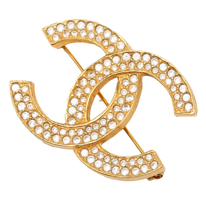 シャネル ココマーク ラインストーン ブローチ ゴールド メッキ レディース CHANEL 【中古】