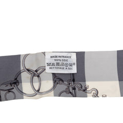 エルメス ツイリー モール エ グルメット ヴィシー Mors et Gourmettes Vichy スカーフ グレー シルク レディース HERMES 【中古】