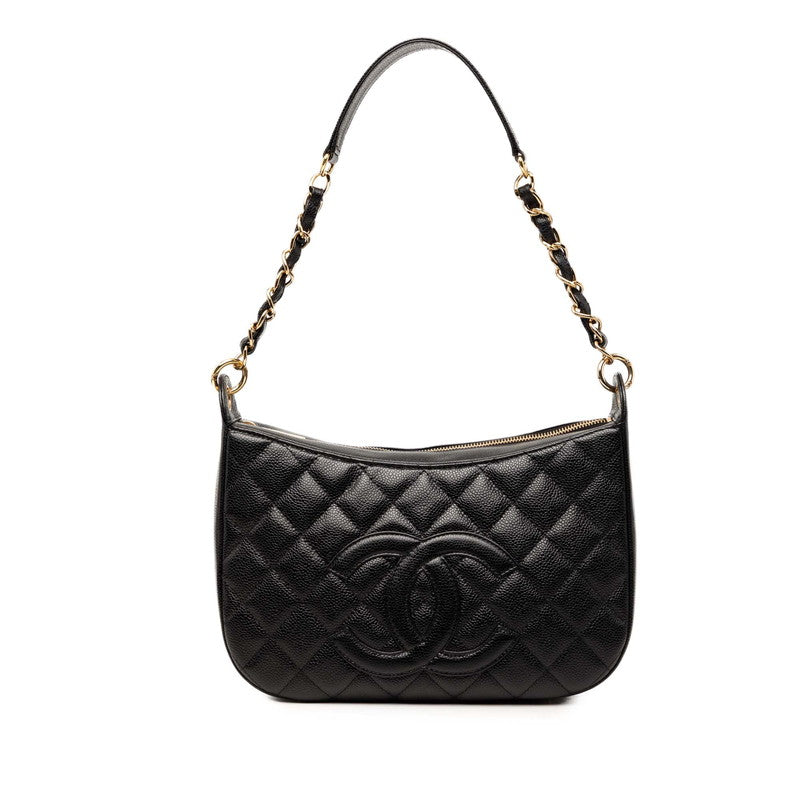 シャネル ココマーク マトラッセ チェーン ショルダーバッグ ワンショルダー ブラック キャビアスキン レディース CHANEL 【中古】