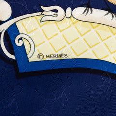 エルメス カレ90 LA CLÉ des CHAMPS 自由の天地への鍵 スカーフ ブルー ネイビー シルク レディース HERMES 【中古】