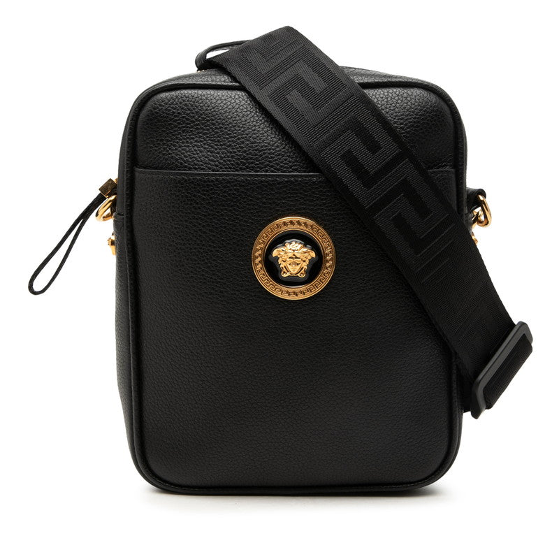 ヴェルサーチェ メドゥーサ 斜め掛け ショルダーバッグ ブラック レザー レディース VERSACE 【中古】