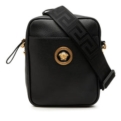 ヴェルサーチェ メドゥーサ 斜め掛け ショルダーバッグ ブラック レザー レディース VERSACE 【中古】