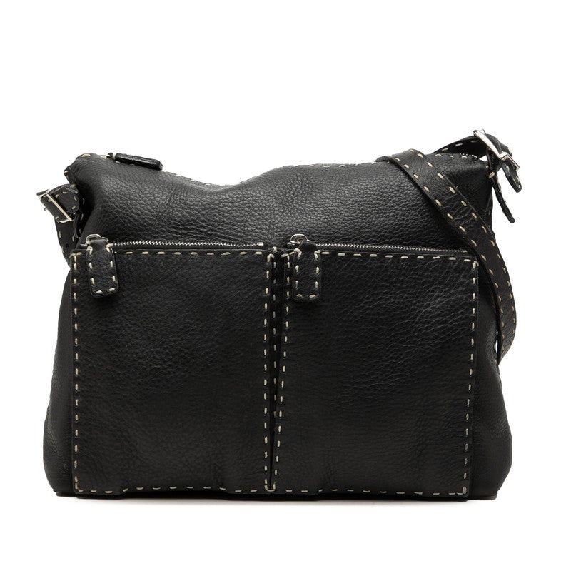 フェンディ セレリア ステッチ 斜め掛け ショルダーバッグ ブラック レザー レディース FENDI 中古