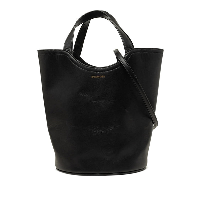 バレンシアガ ウェーブ ミディアム トートバッグ ショルダーバッグ 2WAY 599332 ブラック レザー レディース BALENCIAGA 中古