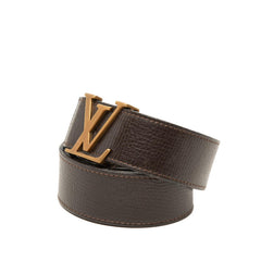 ルイ ヴィトン ユタ サンチュール LVイニシャル ベルト サイズ 85/34 M6902 ブラウン レザー メンズ LOUIS VUITTON 中古
