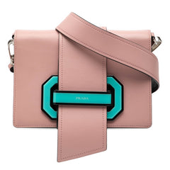 プラダ プレックスリボンバッグ ショルダーバッグ ピンク ライトブルー レザー レディース PRADA 【中古】