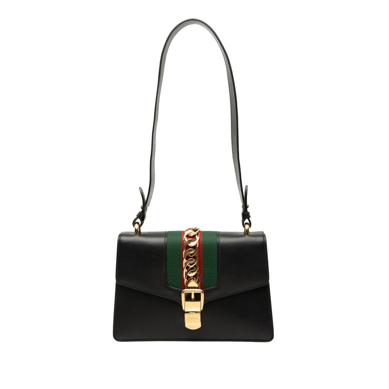 グッチ シェリーライン シルヴィ ショルダーバッグ 421882 ブラック マルチカラー レザー レディース GUCCI 【中古】