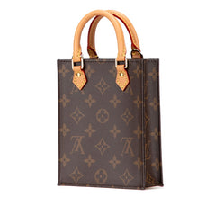 ルイ ヴィトン モノグラム プティット サックプラ ハンドバッグ ショルダーバッグ 2WAY M69442 ブラウン PVC レザー レディース LOUIS VUITTON 【中古】