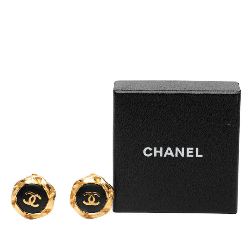 シャネル ヴィンテージ ココマーク ラウンド イヤリング ゴールド ブラック メッキ レディース CHANEL 【中古】