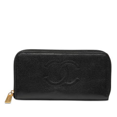 シャネル ココマーク ラウンドファスナー 長財布 ブラック キャビアスキン レディース CHANEL 【中古】
