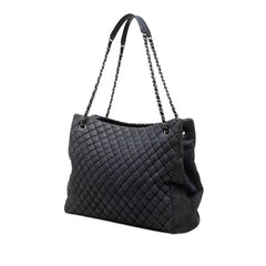 シャネル マトラッセ キルティング チェーン トートバッグ ショルダーバッグ ネイビー シルバー レザー レディース CHANEL 中古