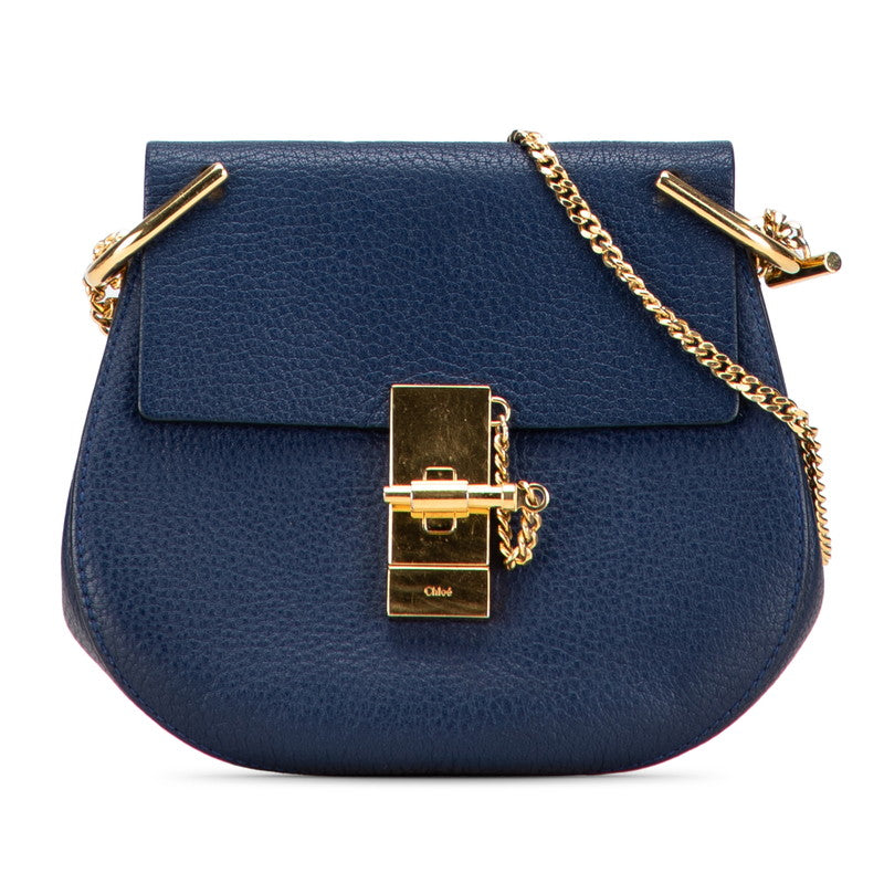 クロエ ドリュー 斜め掛け チェーン ショルダーバッグ ブルー レザー レディース Chloe 【中古】