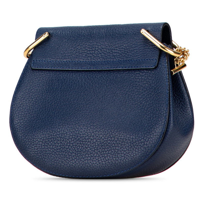 クロエ ドリュー 斜め掛け チェーン ショルダーバッグ ブルー レザー レディース Chloe 【中古】