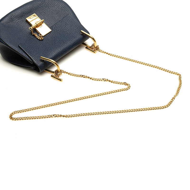 クロエ ドリュー 斜め掛け チェーン ショルダーバッグ ブルー レザー レディース Chloe 【中古】