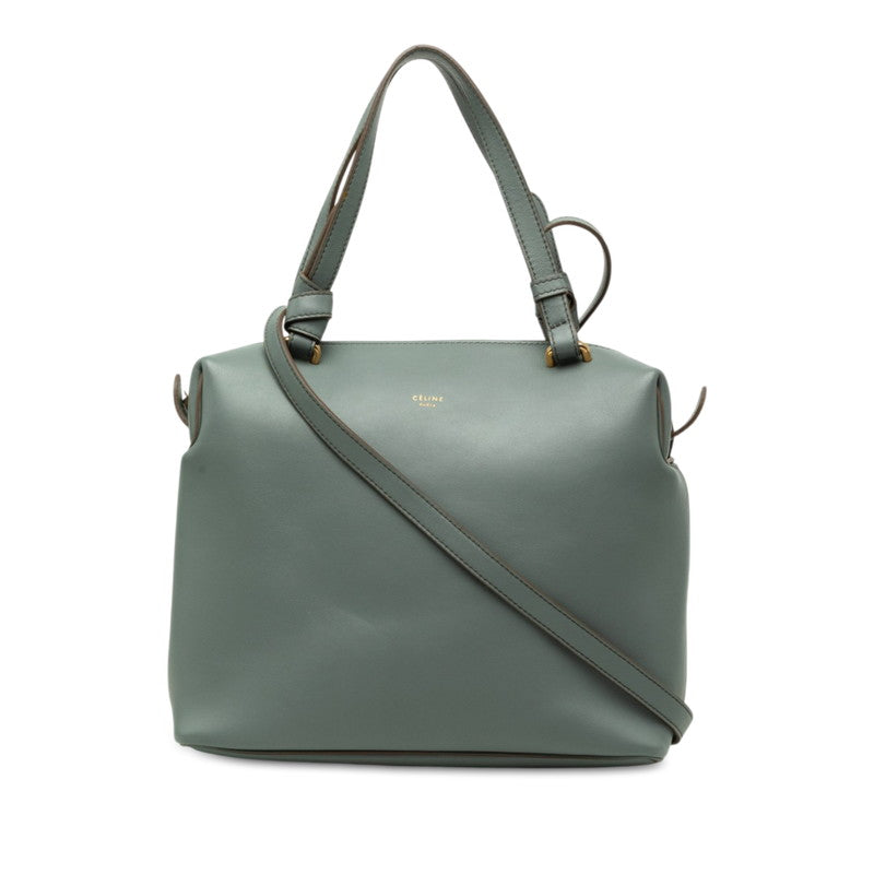 セリーヌ スモール ソフトキューブ 斜め掛け ショルダーバッグ 2WAY ハンドバッグ ブルーグレー レザー レディース CELINE 【中古】