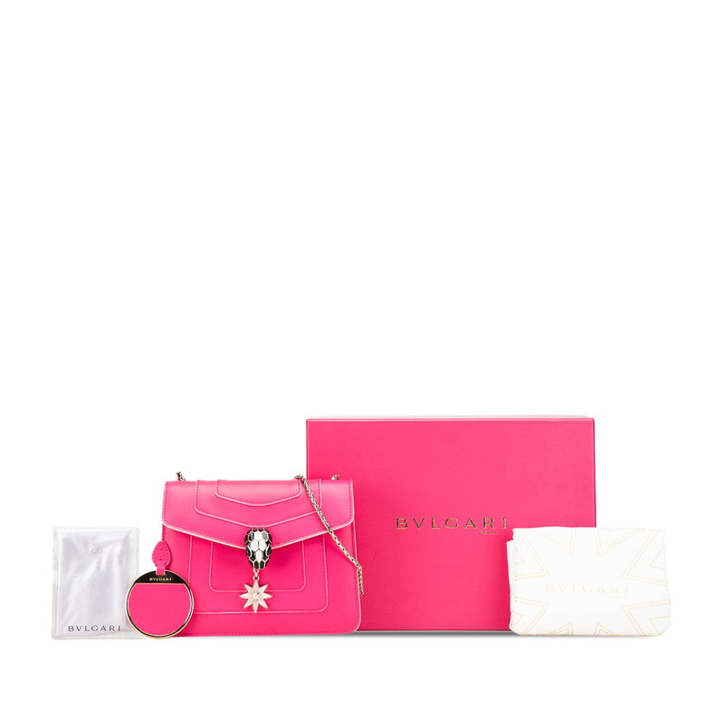 ブルガリ セルペンティ フォーエバー チェーン ショルダーバッグ ピンク レザー レディース BVLGARI 【中古】